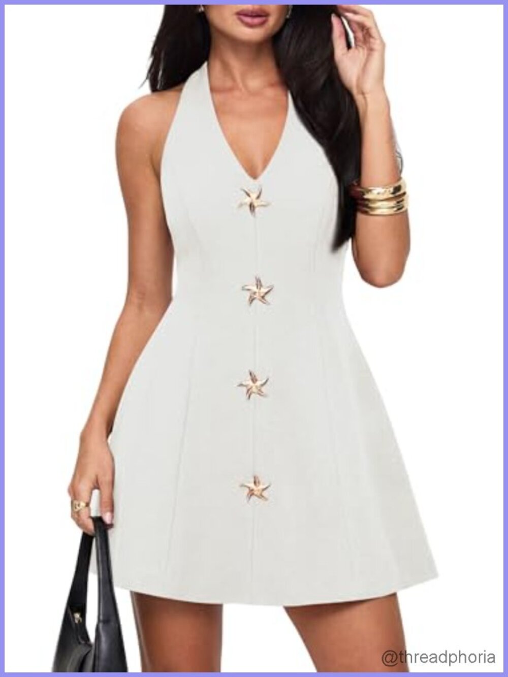 Women's Halter V Neck Cocktail Dress Sleeveless Backless Fit Flare